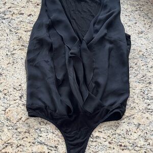 Bebe Black Draped Bodysuit